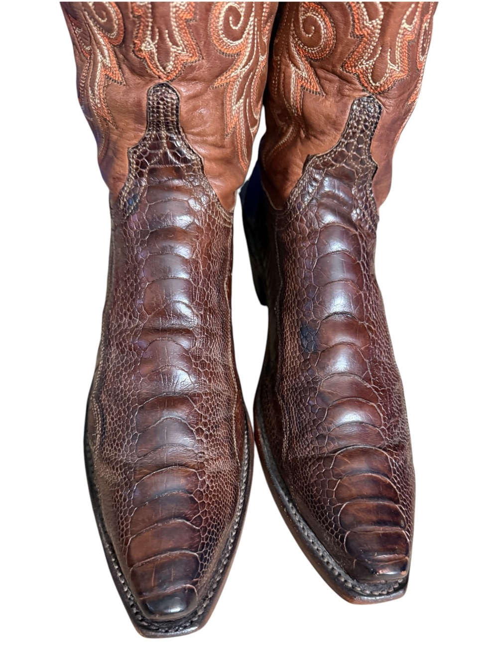 Lucchese 1883 Women's Ostrich Leg Cowboy Boots N4064 54 Brown Size 9B Exotic - Picture 6 of 15